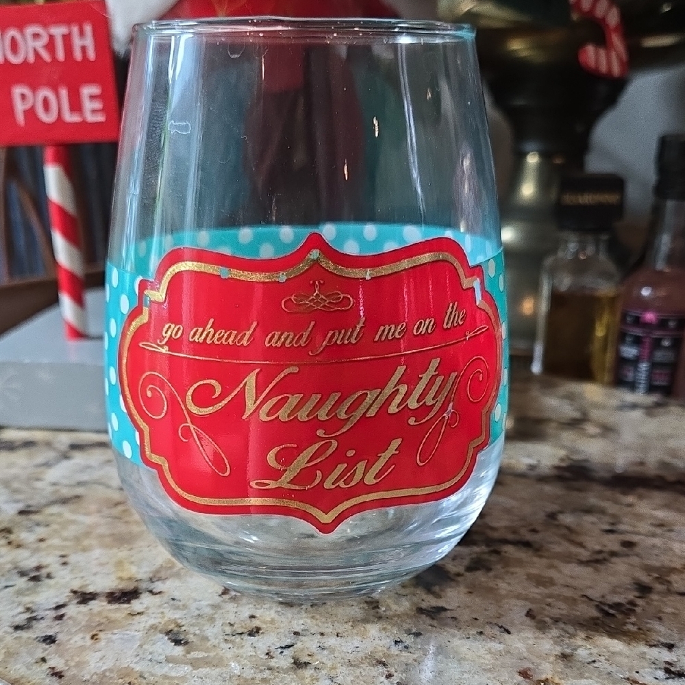 Naughty List Stemless Wine Glass